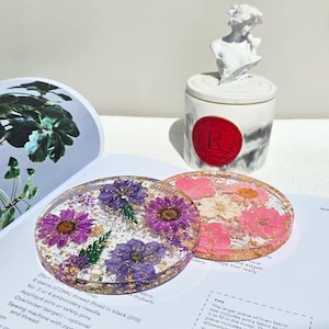 Natural Flowers Coasters,Colorful Pressed Real Flowers Outdoor Coasters,Custom Wedding Birthday Christmas Gifts Table Decor,Wildflowers Art