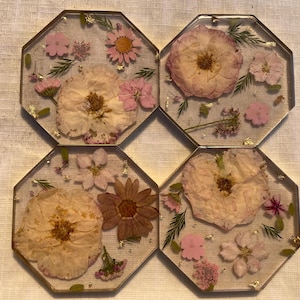 Elegant Floral Resin Coaster Set