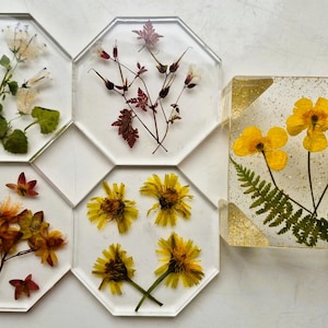 Welsh Woodland Floral Resin Coaster Set - Real Dried Flowers – Nature-Inspired Home Décor – Eco-Friendly
